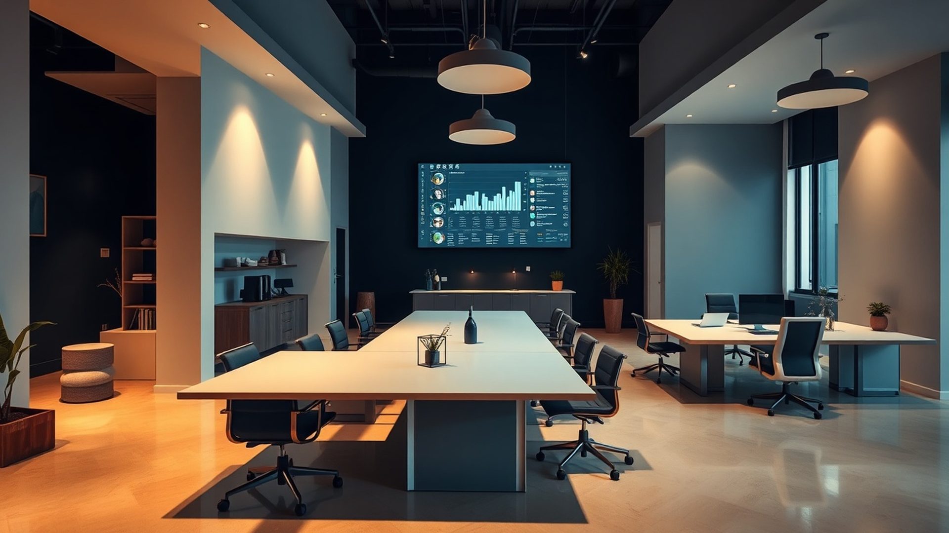 Studio di Romano & Ricci a Bari con monitor che mostra una dashboard di dati
